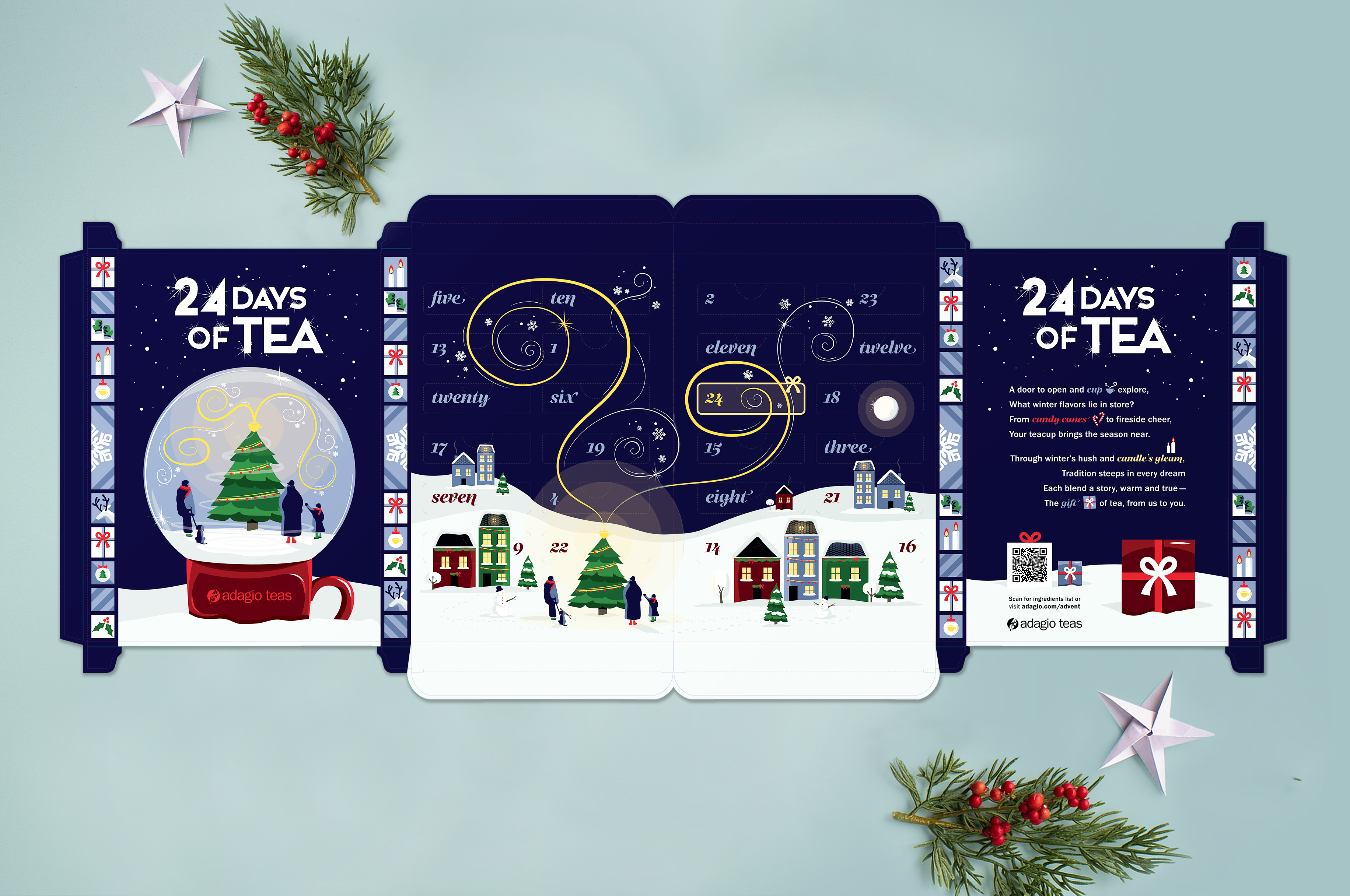 Adagio advent calendar print layout open.