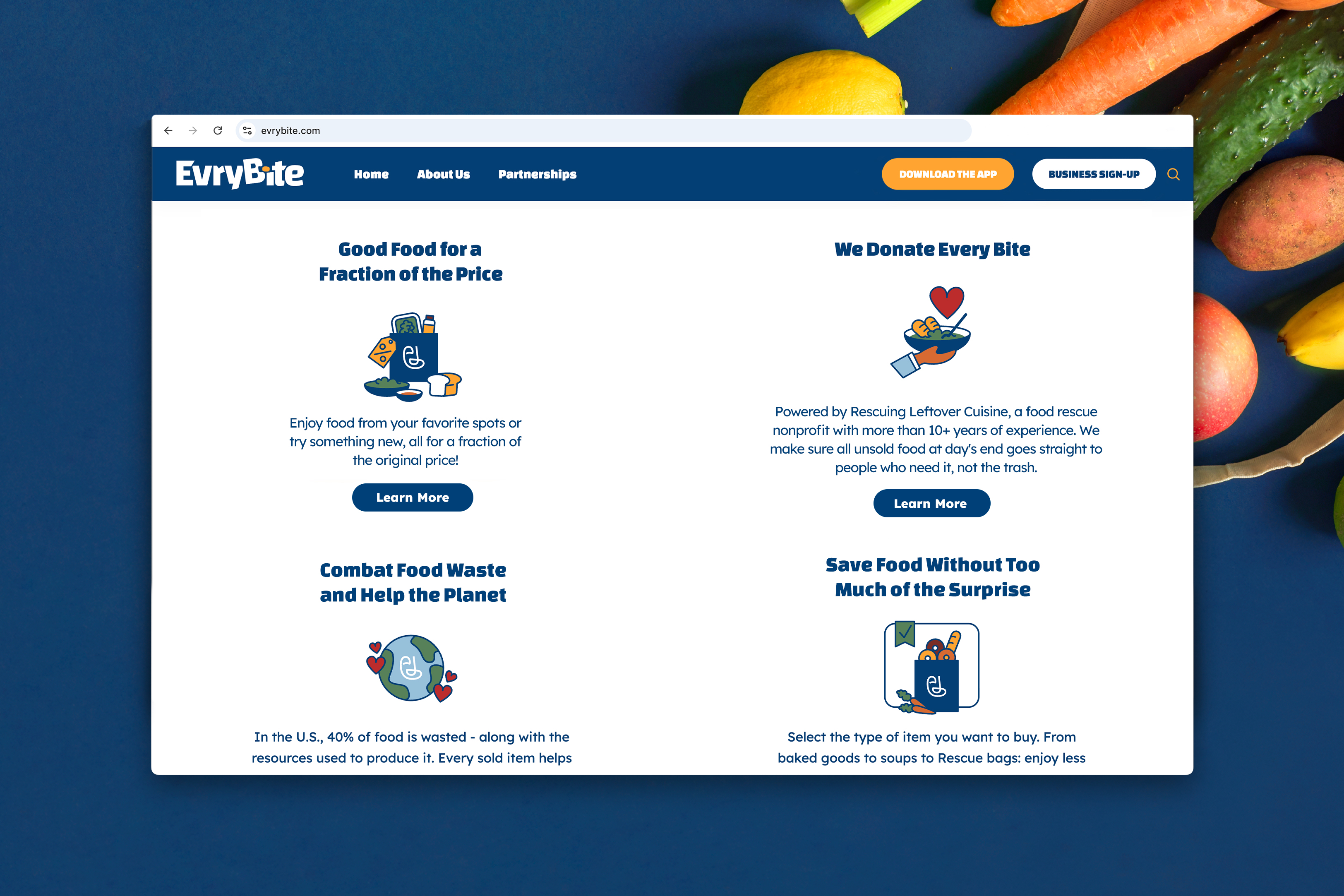 EvryBite website with logo.