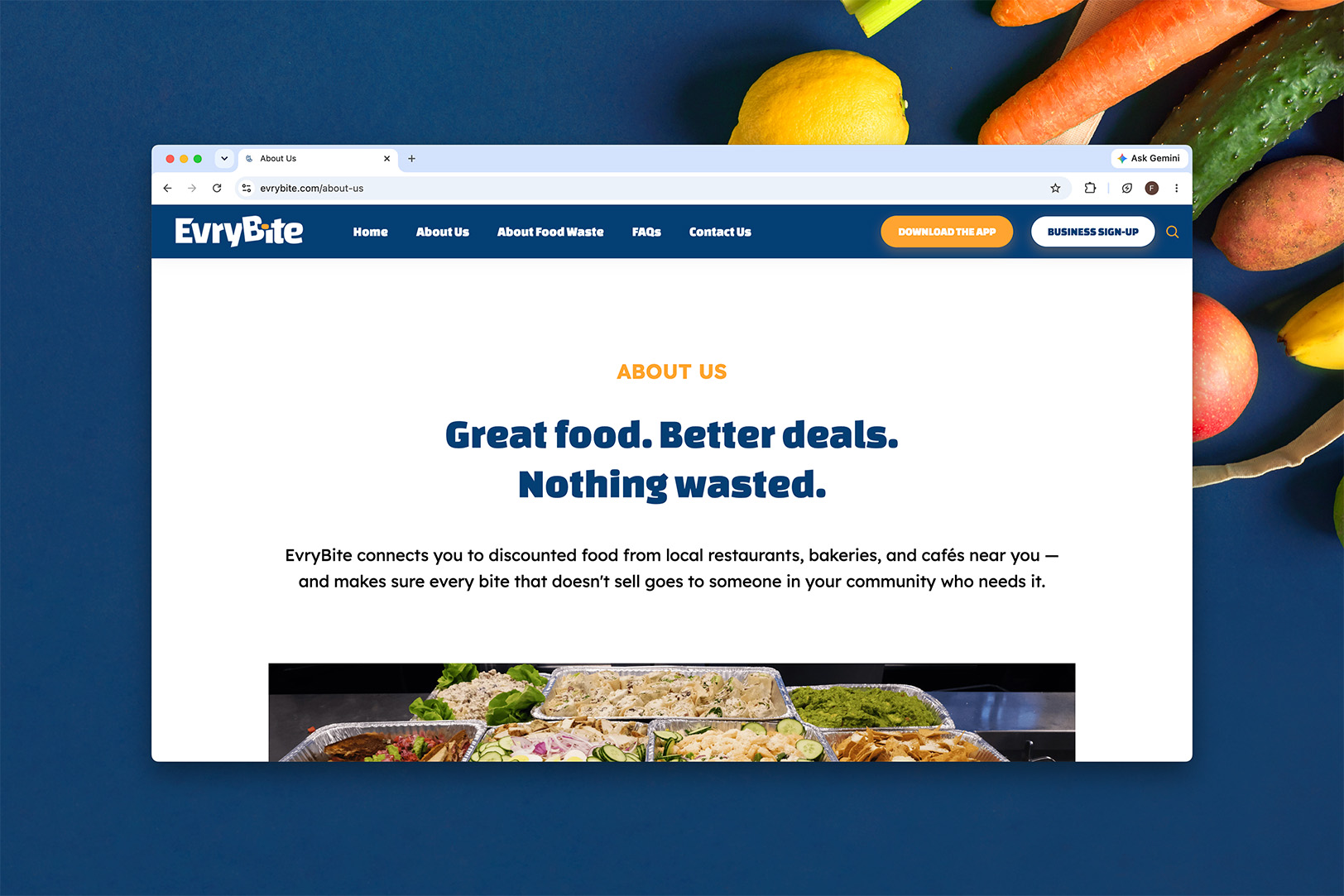 EvryBite website with logo.