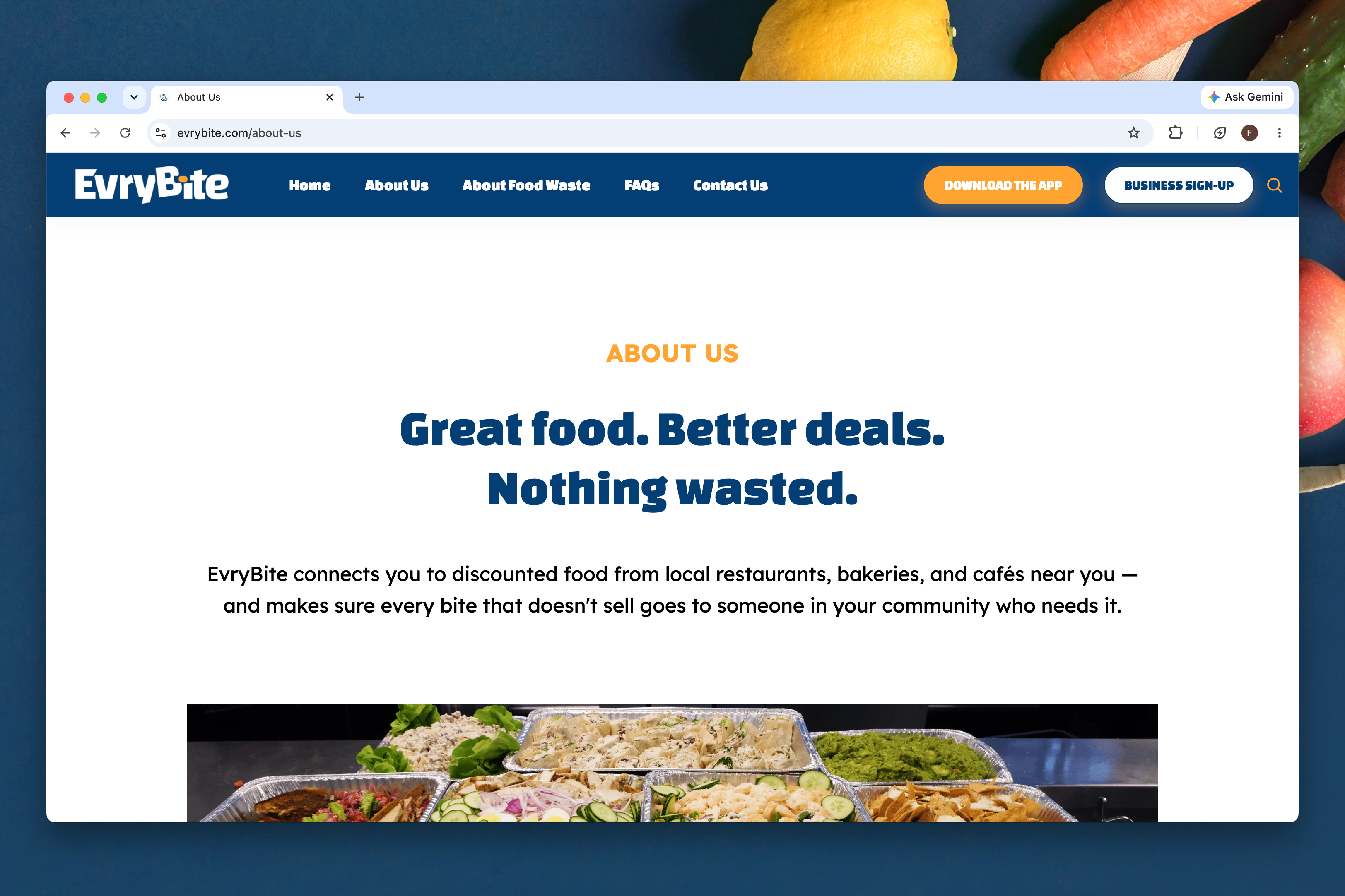 EvryBite website with logo.