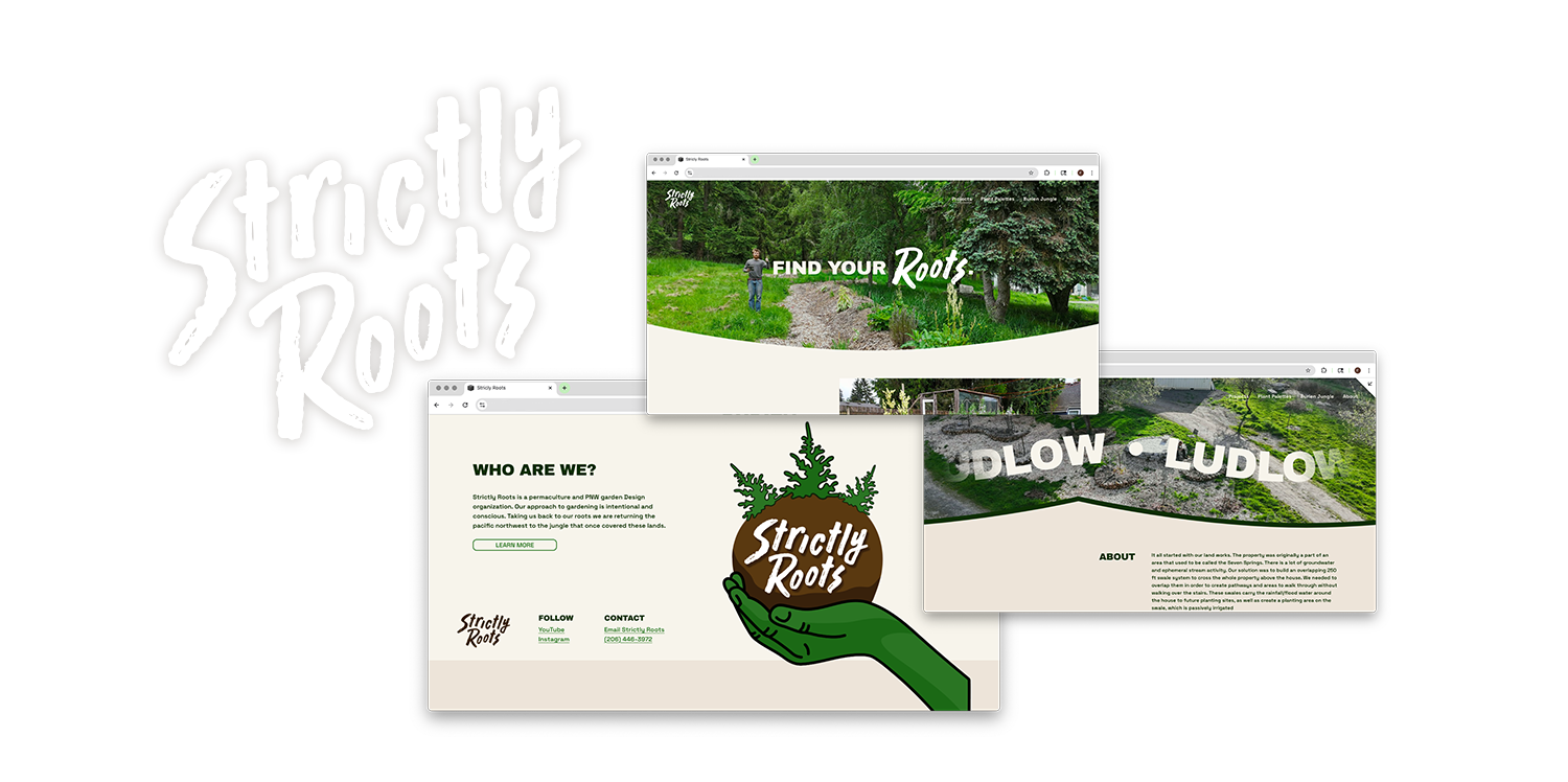 Strictly roots wordmark and website.