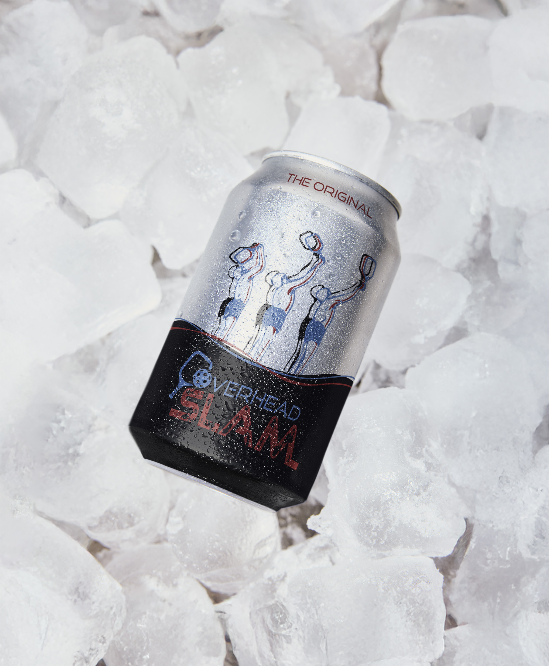 Overhead Slam original beer on ice.