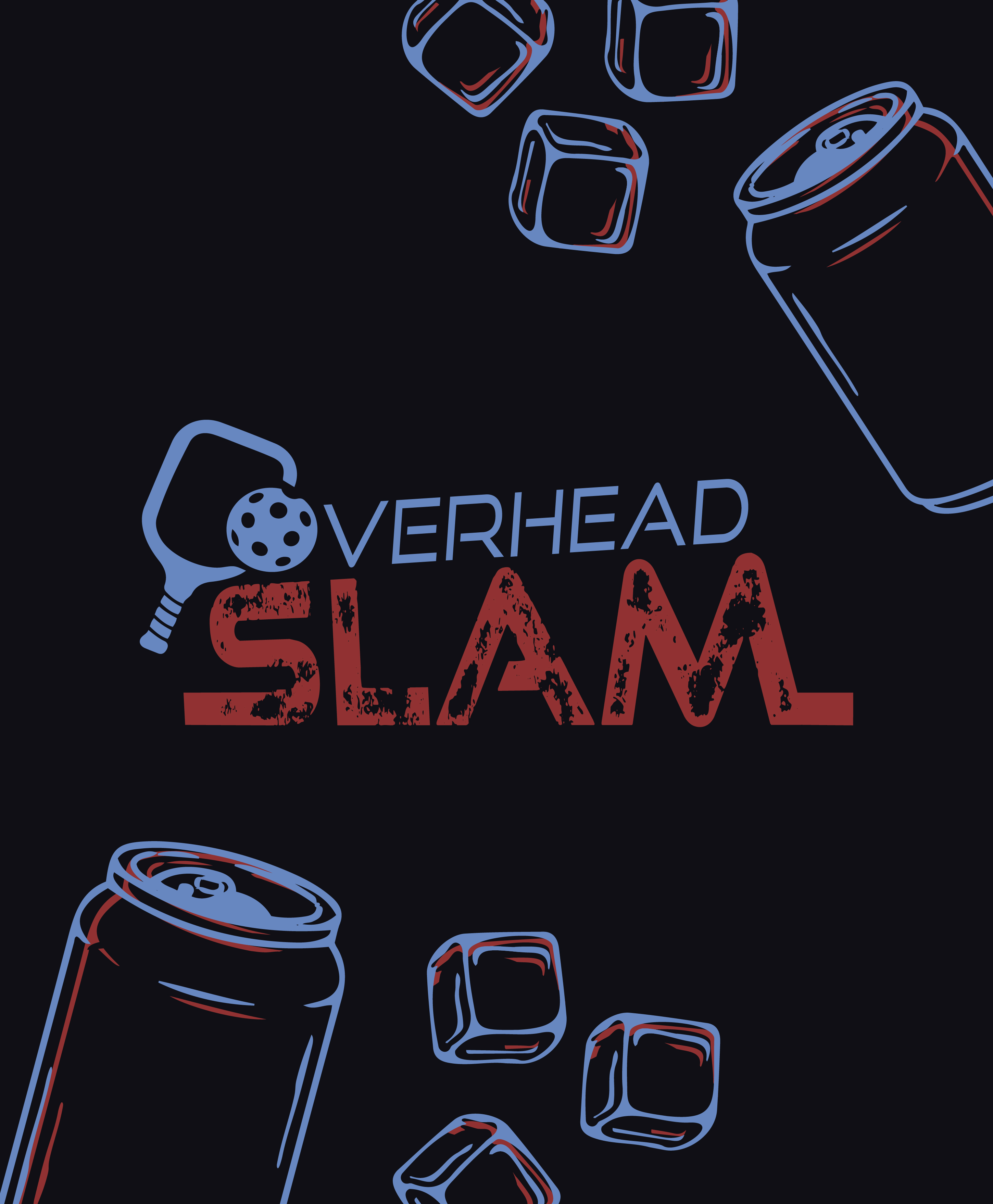 Overhead Slam logo and beer illustrations.