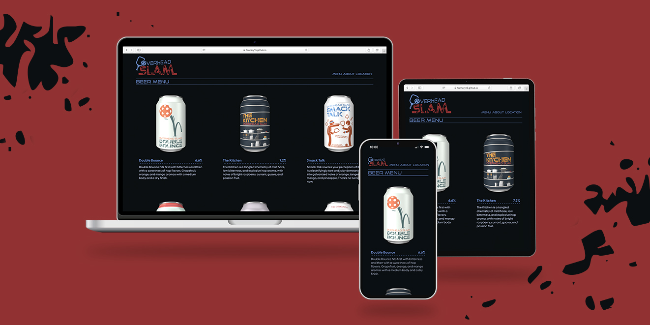 Overhead Slam website on desktop, mobile, and ipad.