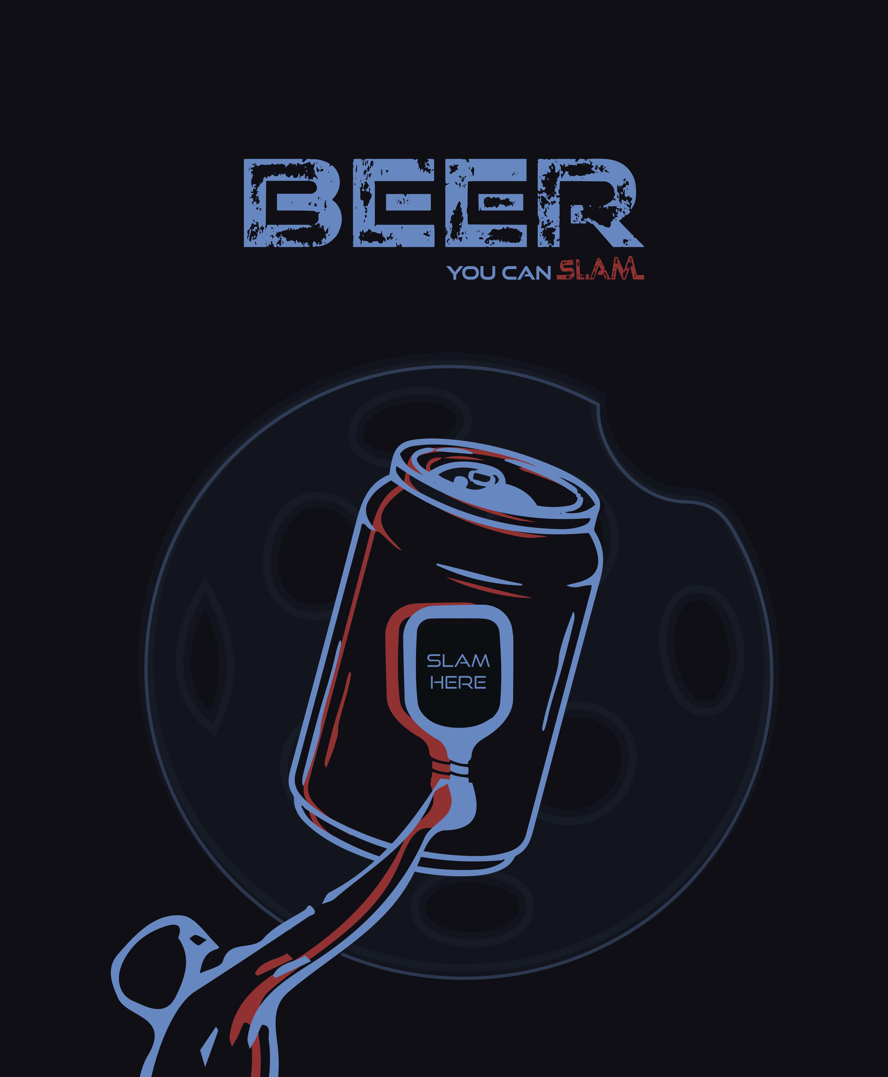 Overhead Slam logo and beer illustrations.