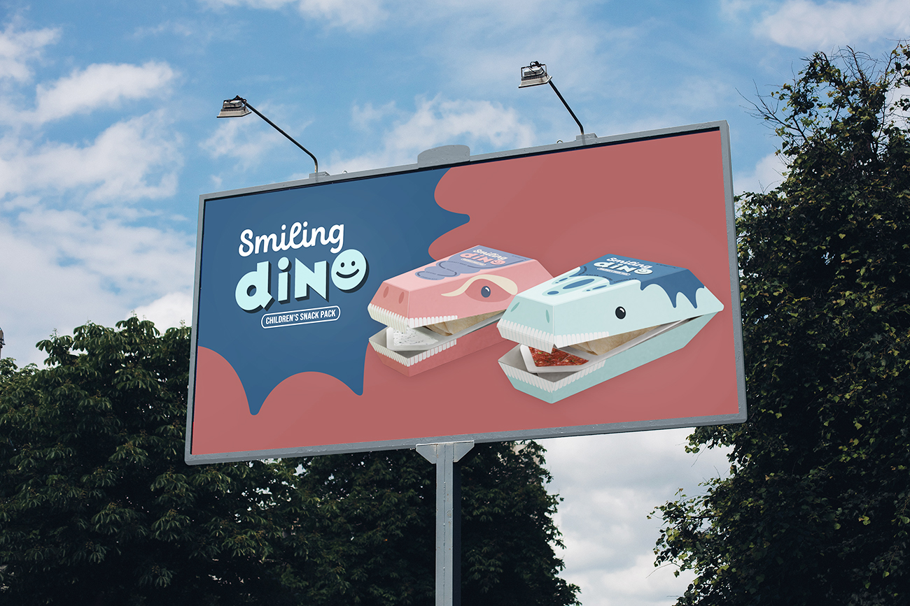 Smiling Dino billboard.